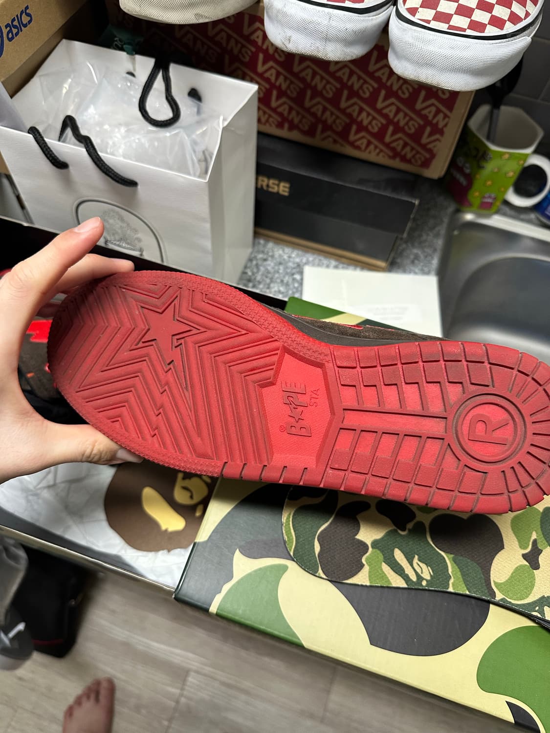 270 베이프 Sk8 스타 브라운 레드 상품이미지5