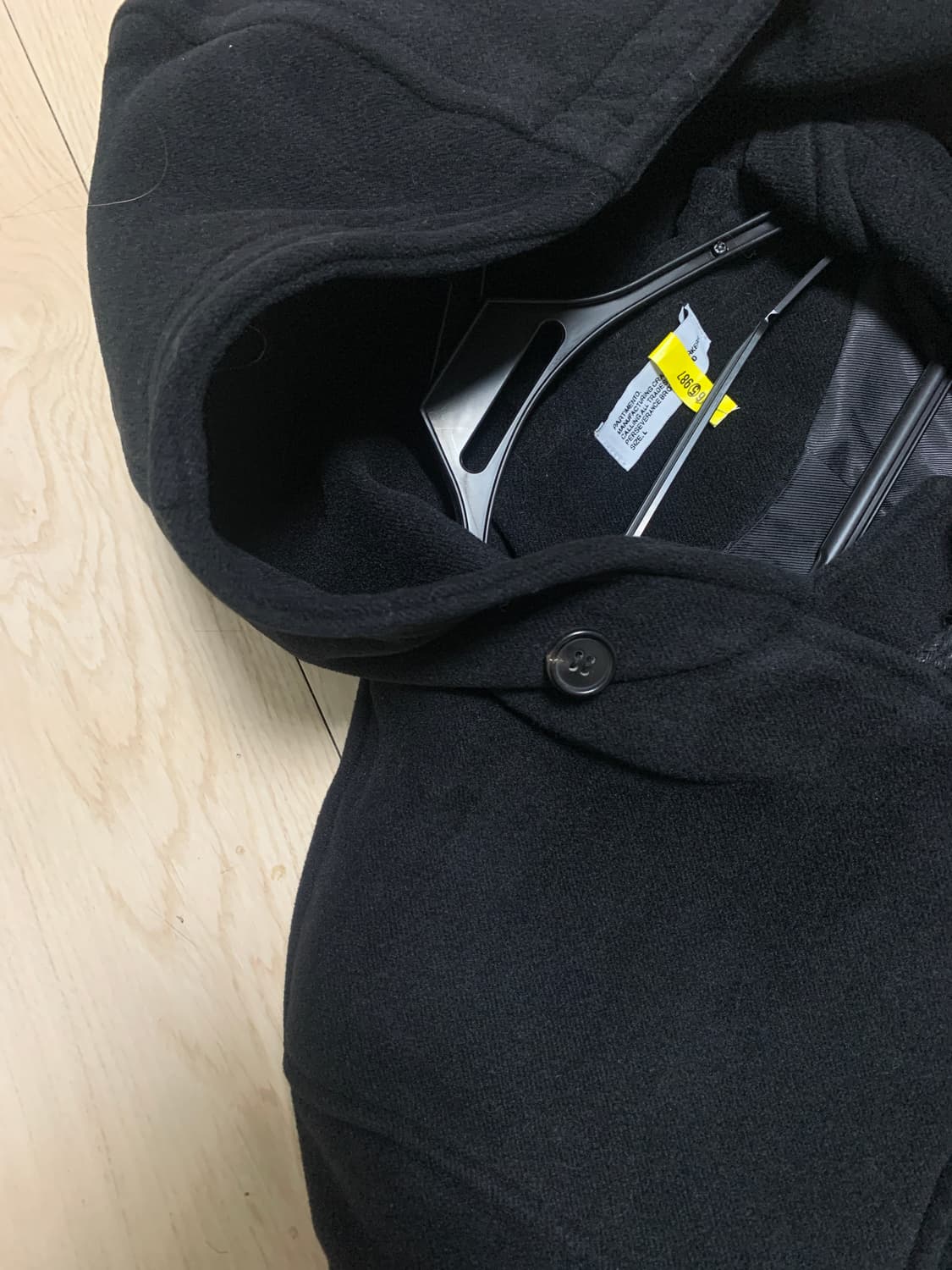 파르티멘토 블랙 더플 후드 코트 L 상품이미지2