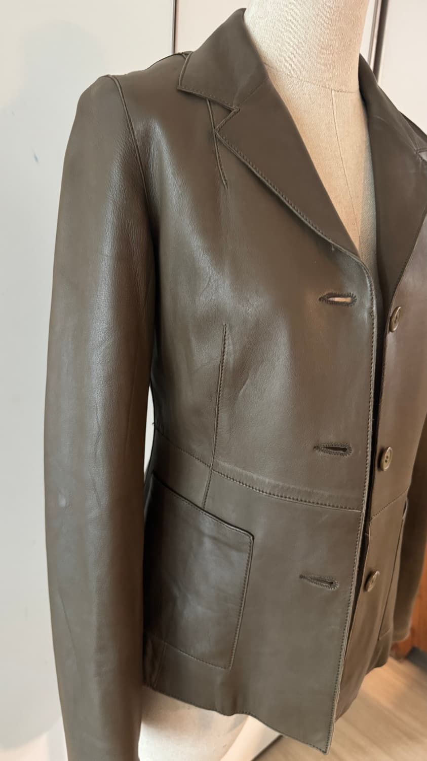 이태리 여성 가죽 자켓   올리브 그린  상품이미지2