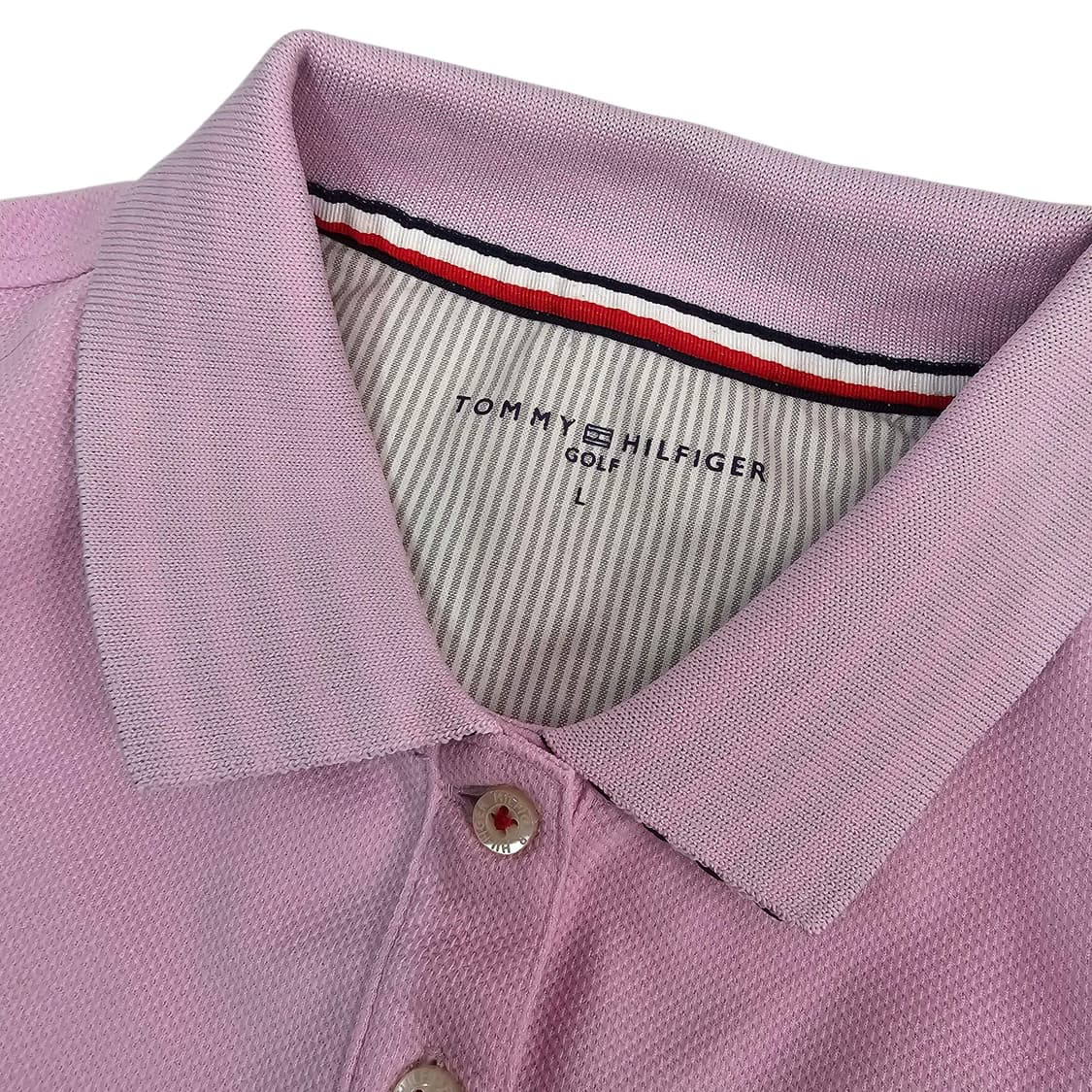 L TOMMY HILFIGER 타미힐피거 연핑크 반팔 카라 티셔츠 상품이미지4