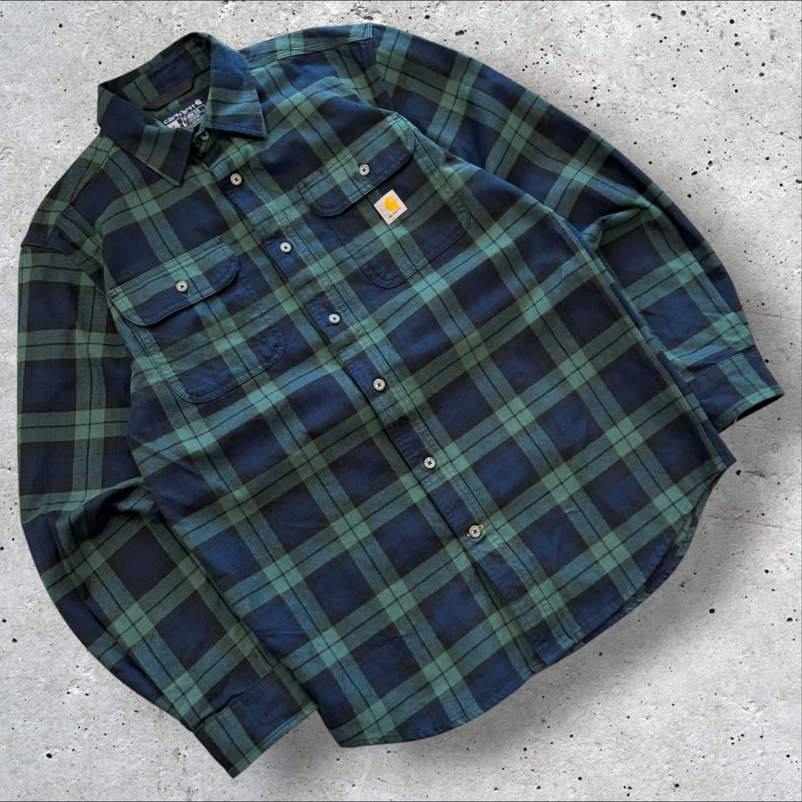[S] 칼하트 루즈핏 그린/네이비 체크 셔츠 D546 상품이미지1