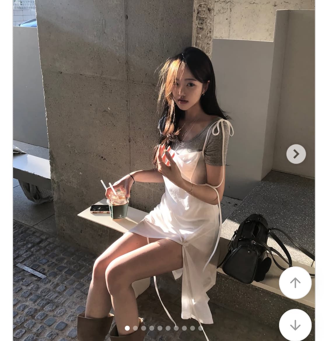 레이어드 스트랩 나시 원피스 상품이미지1