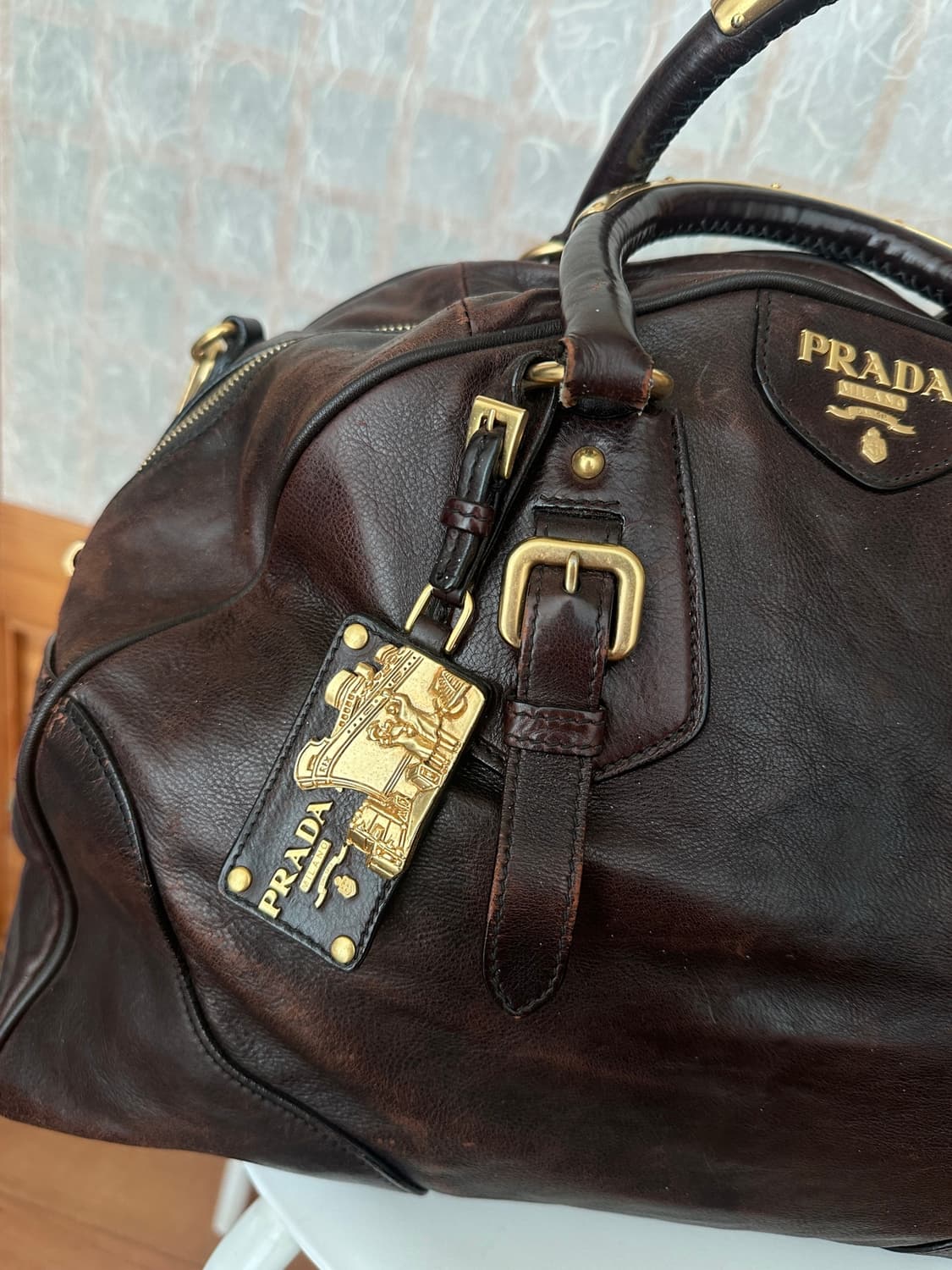 Prada Italy 다크 브라운빅백 숄더 크로스백 상품이미지2
