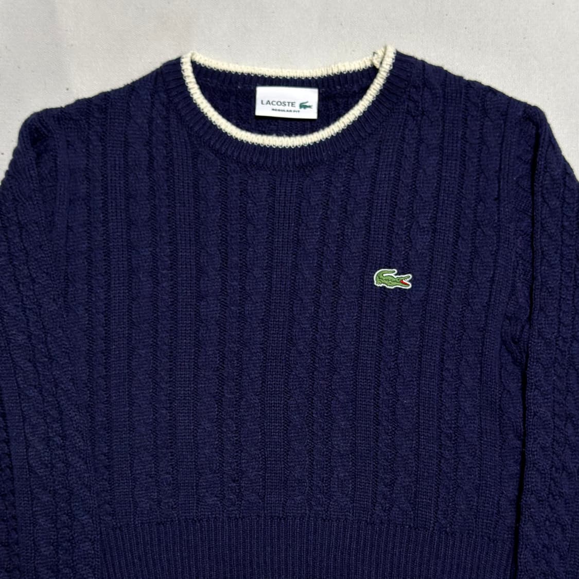 라코스테 여성용 네이비 크롭 니트 상품이미지1