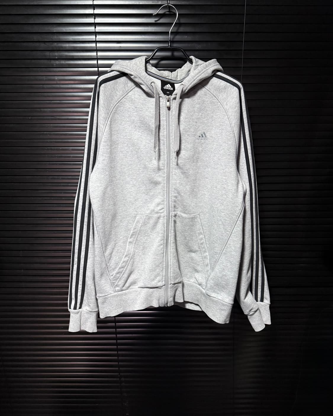 아디다스 그레이 회색 블랙 검정 삼선 스웻 후디 후드 집업 105 XL 상품이미지2