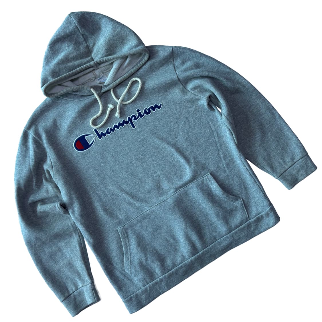 챔피언(Champion) 에코 어센틱 스크립트 로고 그레이 후드티 상품이미지1