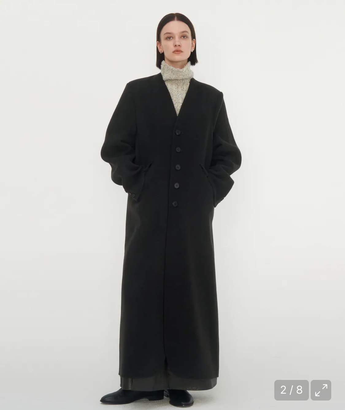 트리밍버드 캐시미어 롱코트 딥브라운 상품이미지1