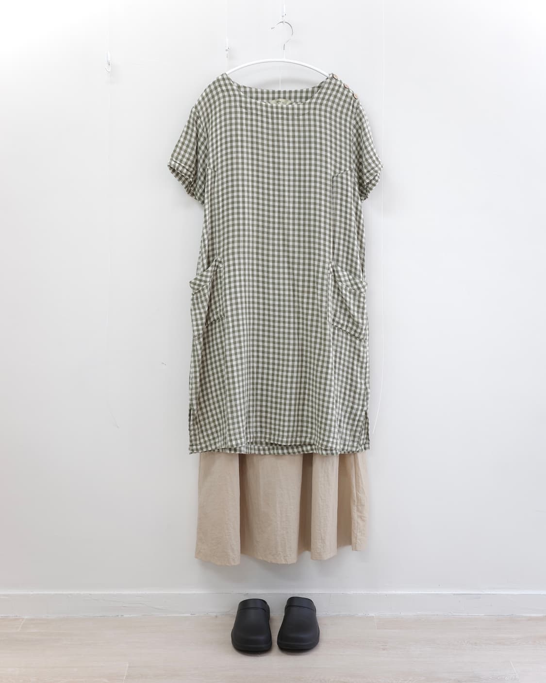 Bonte green check one-piece 상품이미지1