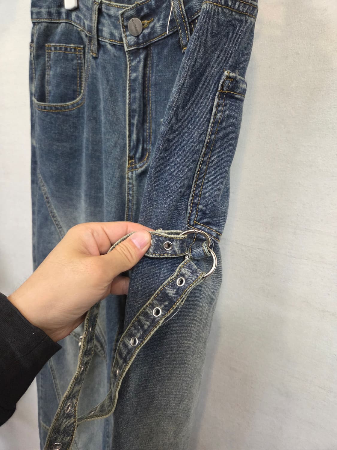 빈티지 링 체인 와이드 데님팬츠 s 상품이미지4