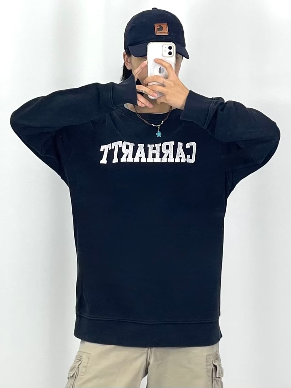  [L]CARHARTT 블랙 로고 긴팔티셔츠 상품이미지2