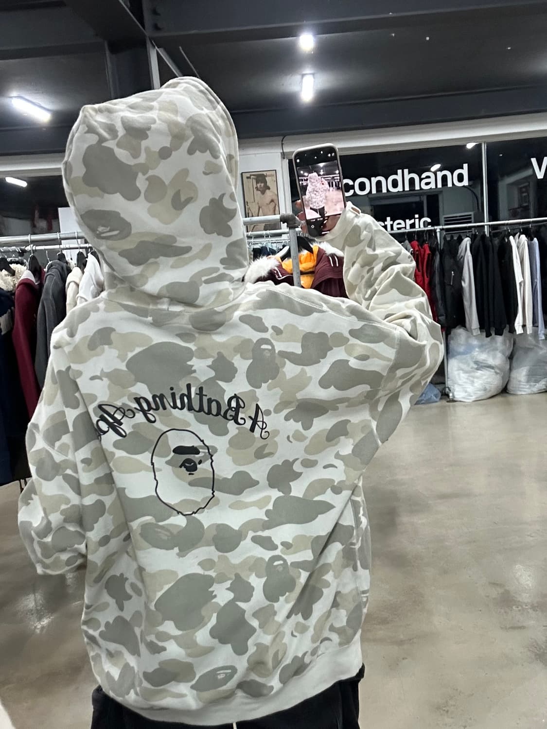 베이프 카모 오버사이즈 풀 집 후드 화이트 상품이미지2