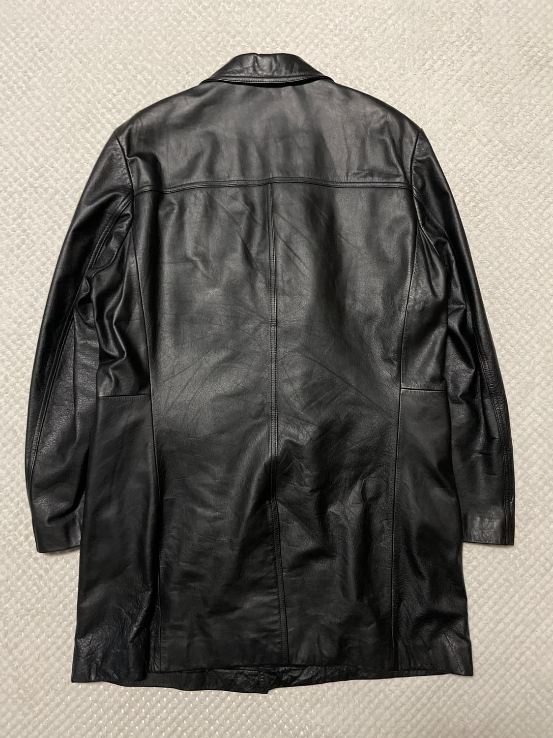 웨스턴 무드 카우하이드 소가죽 3버튼 레더 카 코트 상품이미지3