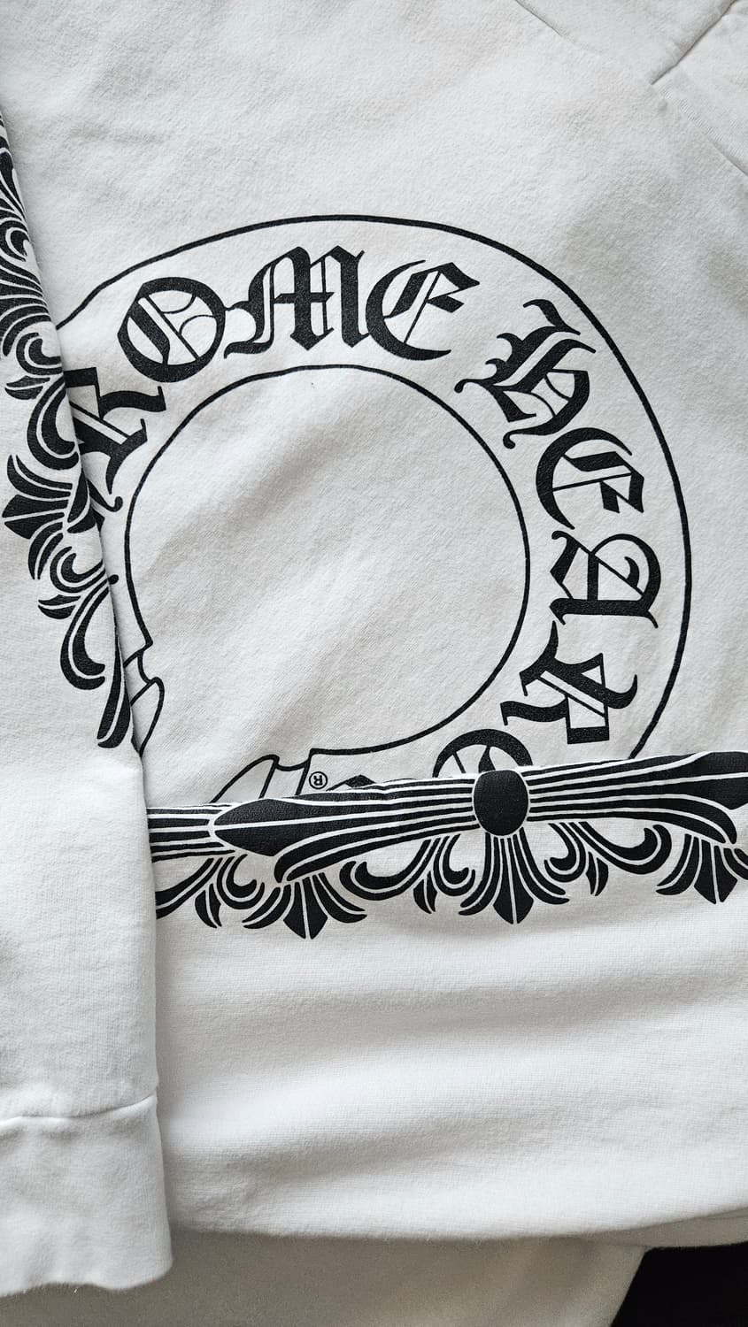 XL 크롬하츠 홀스슈 플로랄 후드 화이트 상품이미지1