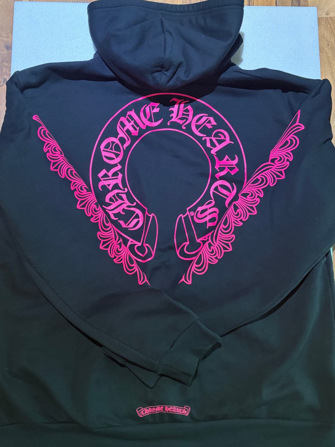 [L] 크롬하츠 홀스슈 플로랄 후드집업 블랙/핑크 상품이미지3