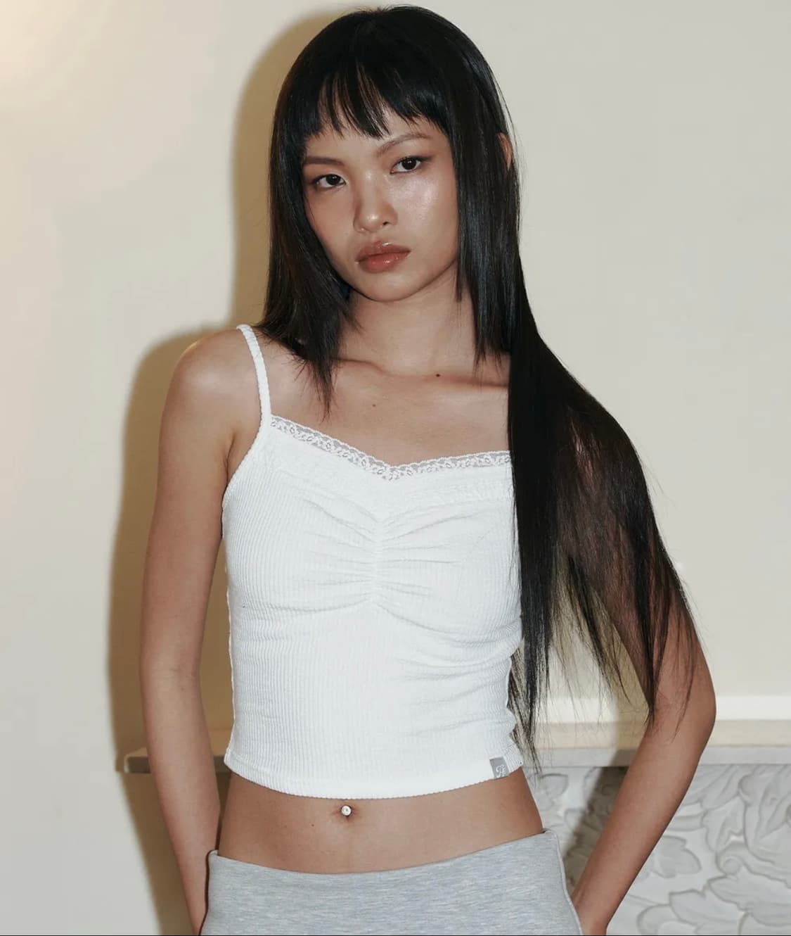 플리즈노팔로우 하니 레이스 슬리브리스 화이트 플노팔 나시 상품이미지2