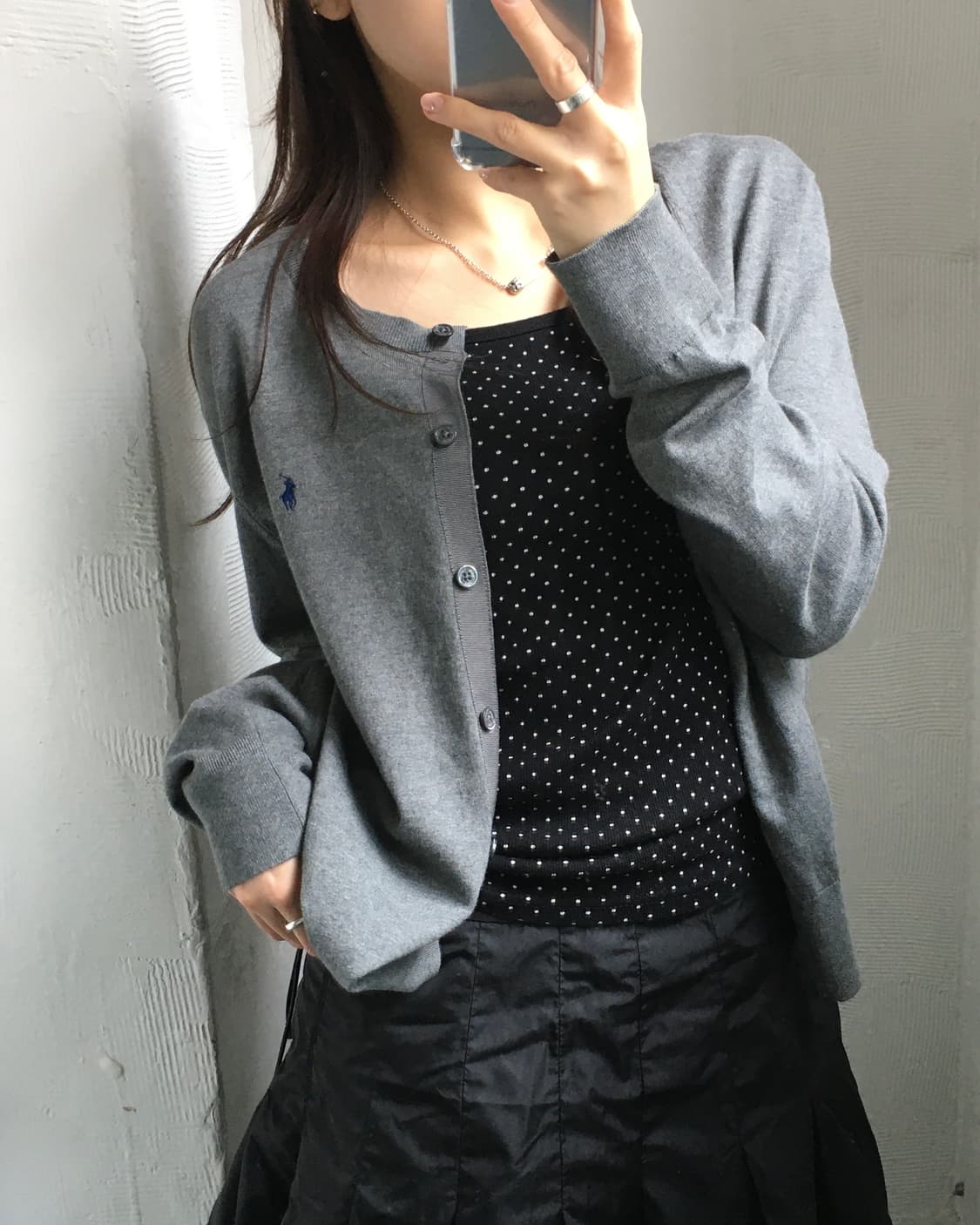 Polo 폴로 랄프로렌 QR화이트라벨 피마코튼 그레이 가디건 상품이미지3