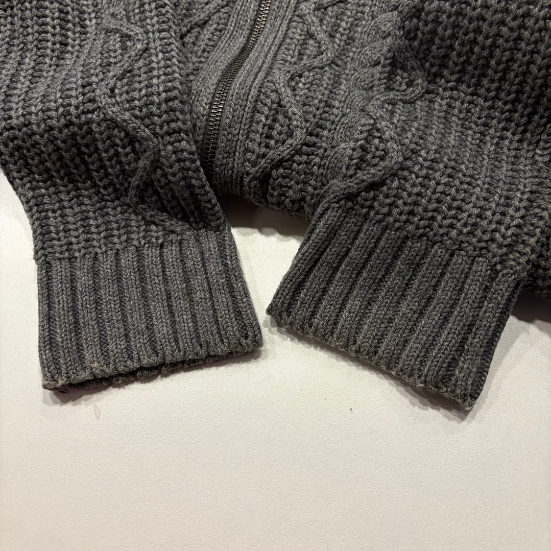 [L] 타미힐피거 꽈배기 그레이 니트 집업 가디건 C859 상품이미지7