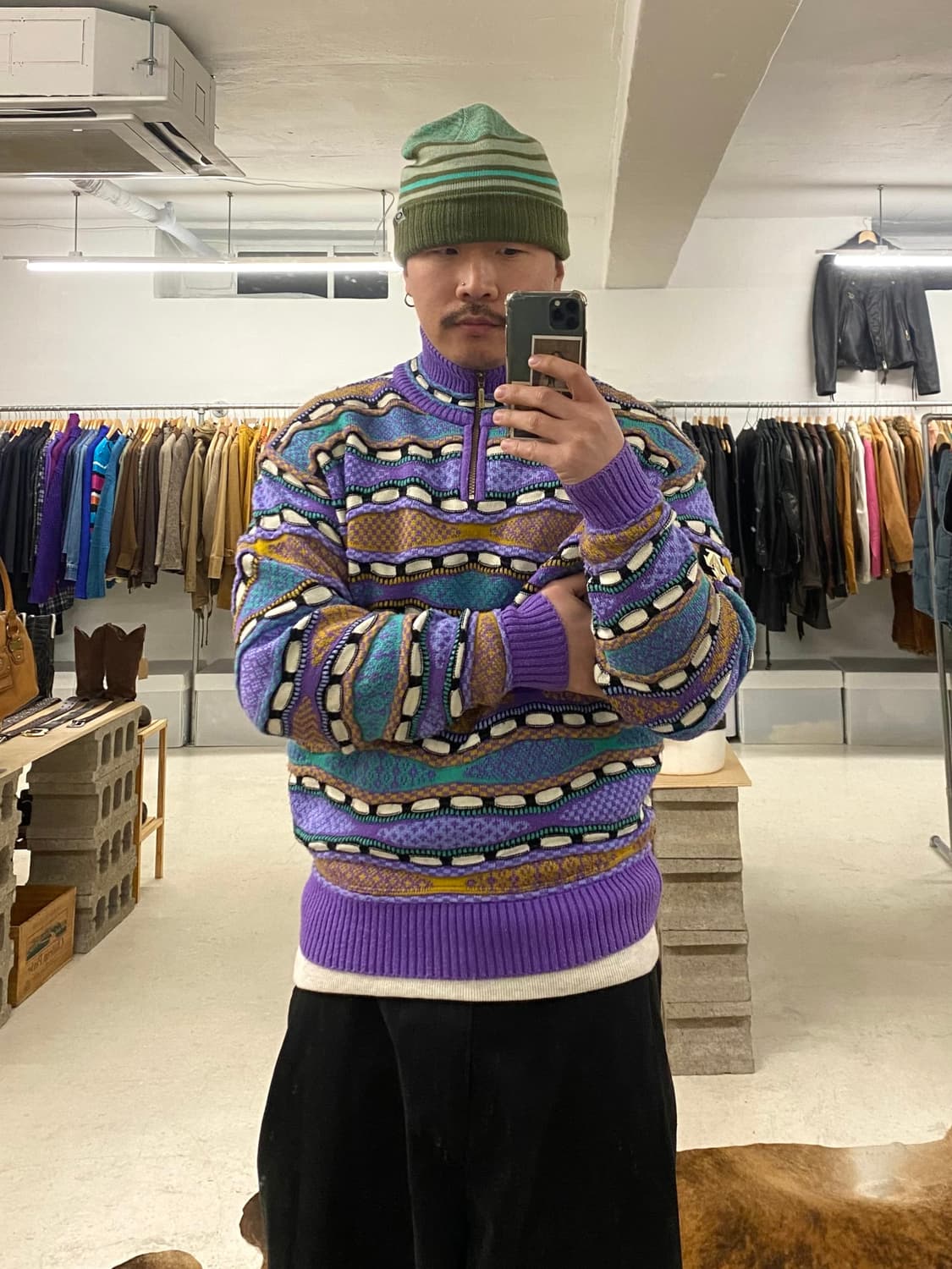 90s DESCENTE cable knit 90년대 데상트 케이블 니트 상품이미지1