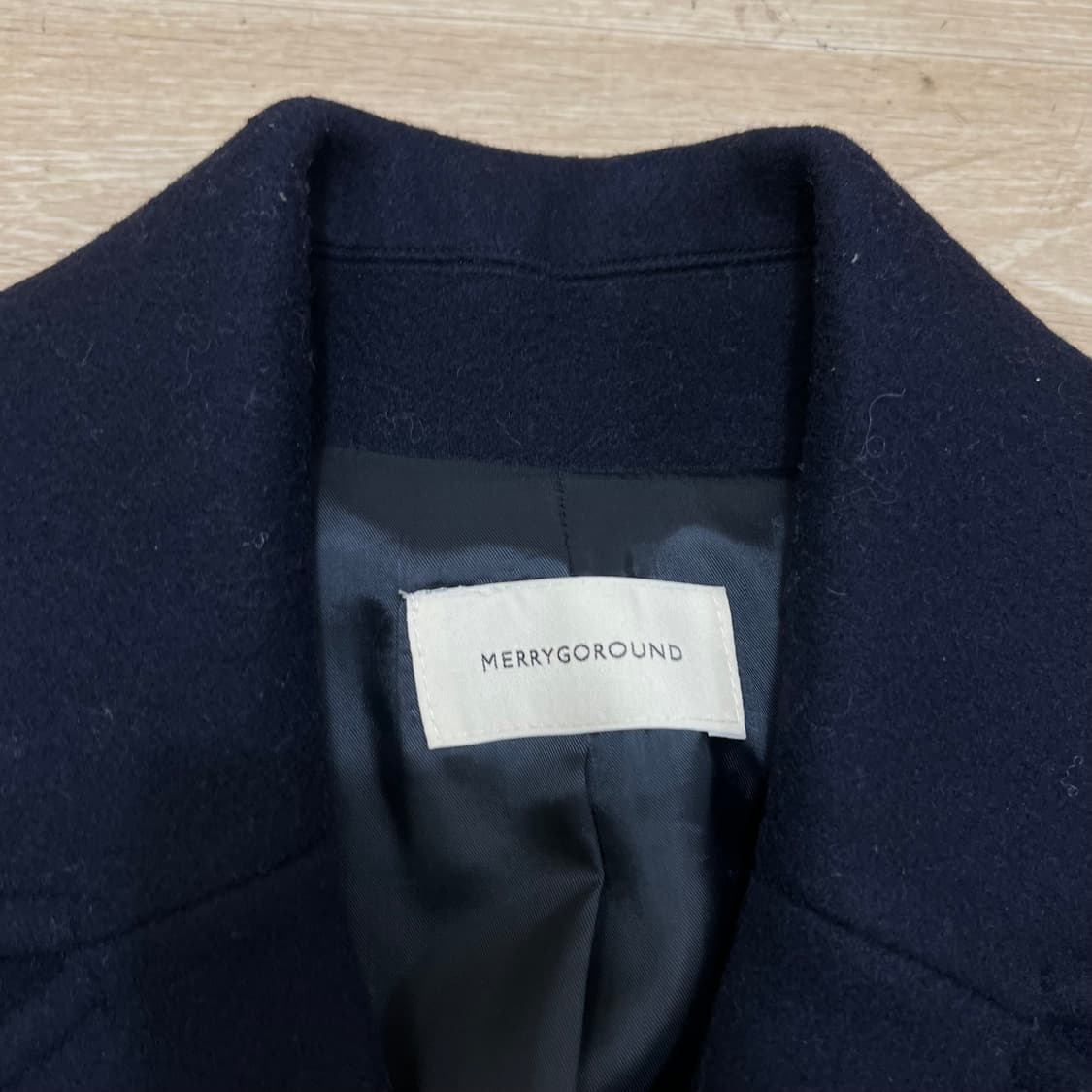 메리고라운드 여성 울 블렌드 더블 브레스티드 롱코트 [네이비] FREE 상품이미지4