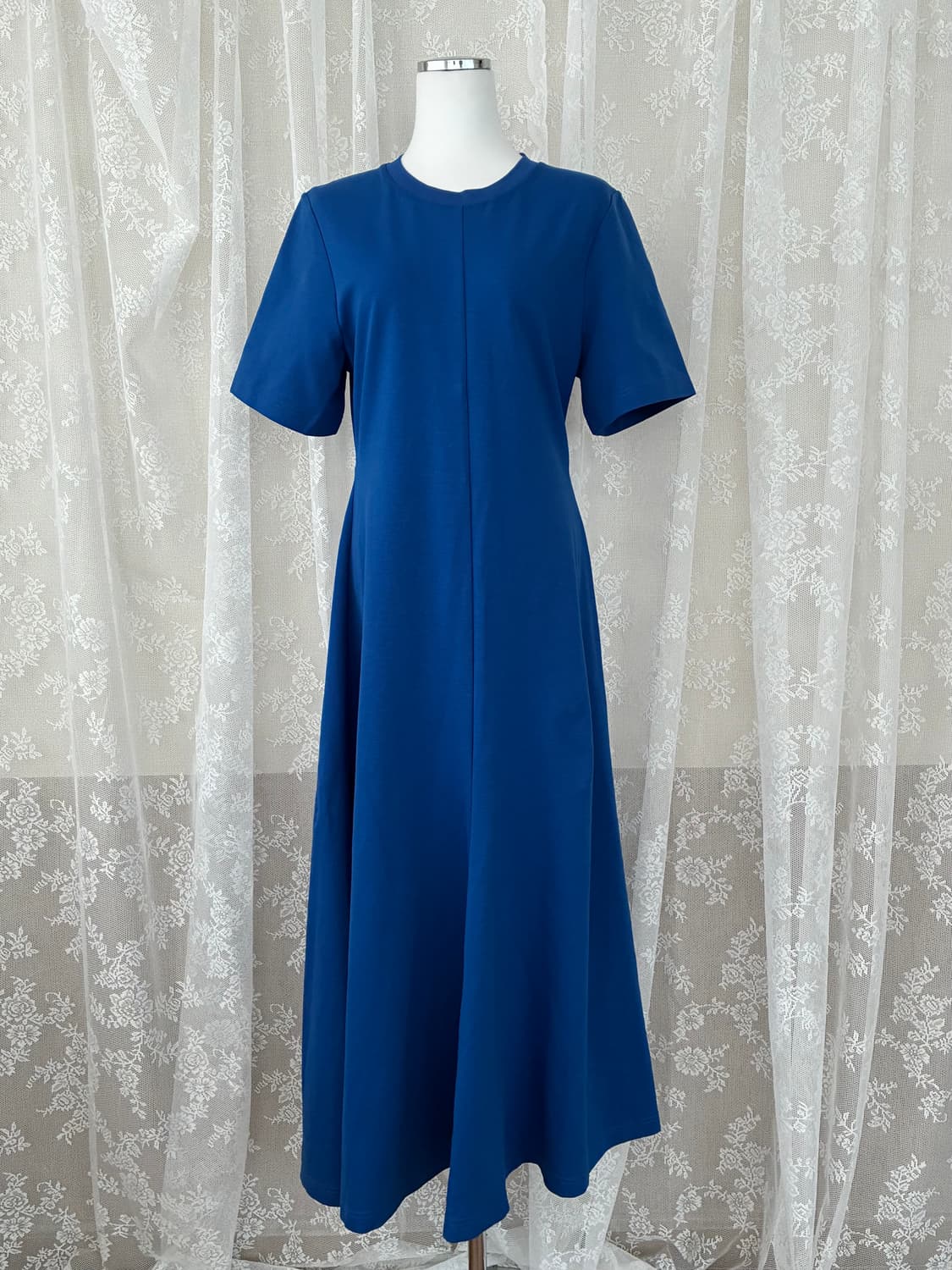 M) 코스 COS 맥시 져지 플레어 롱 원피스 블루 상품이미지1