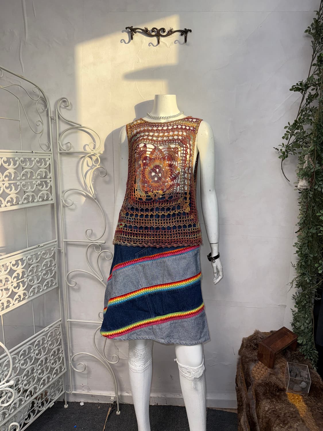 Bohemian mute rainbow crochet sleeveless 상품이미지4