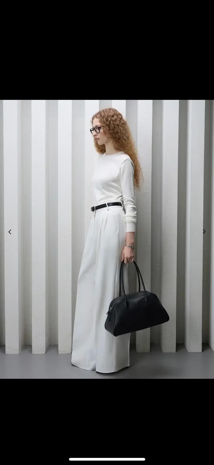 문트 모스 하이웨스트 와이드 슬랙스 화이트, 블랙 m 상품이미지3