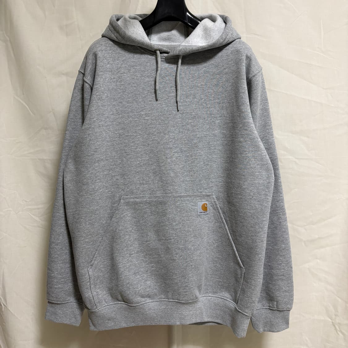 칼하트 로고 패치 루즈핏 기모 후드티 / 그레이, M 상품이미지1