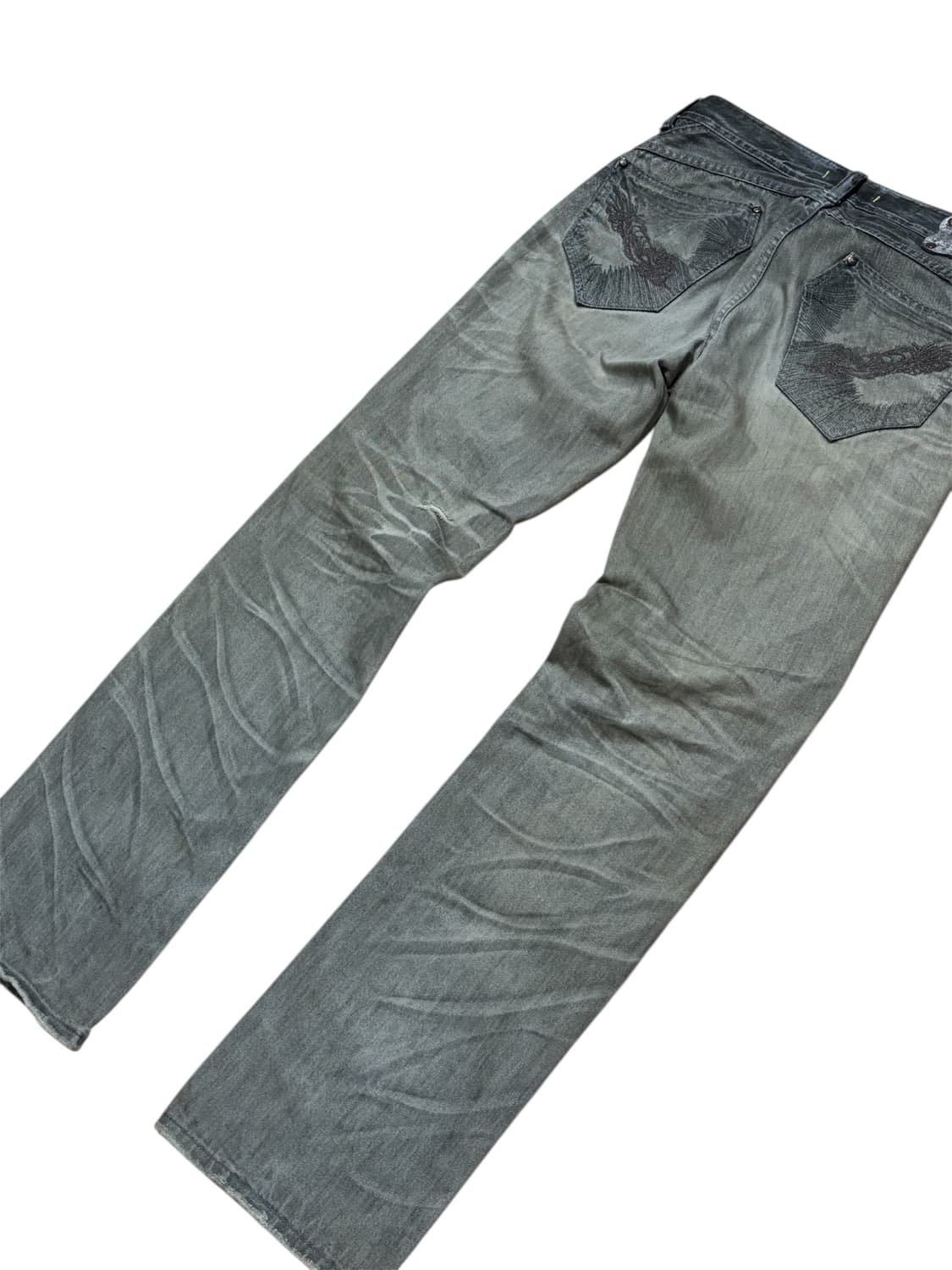 빈티지 y2k 와투케 워싱 그레이 스트레이트 데님팬츠 30사이즈 상품이미지3