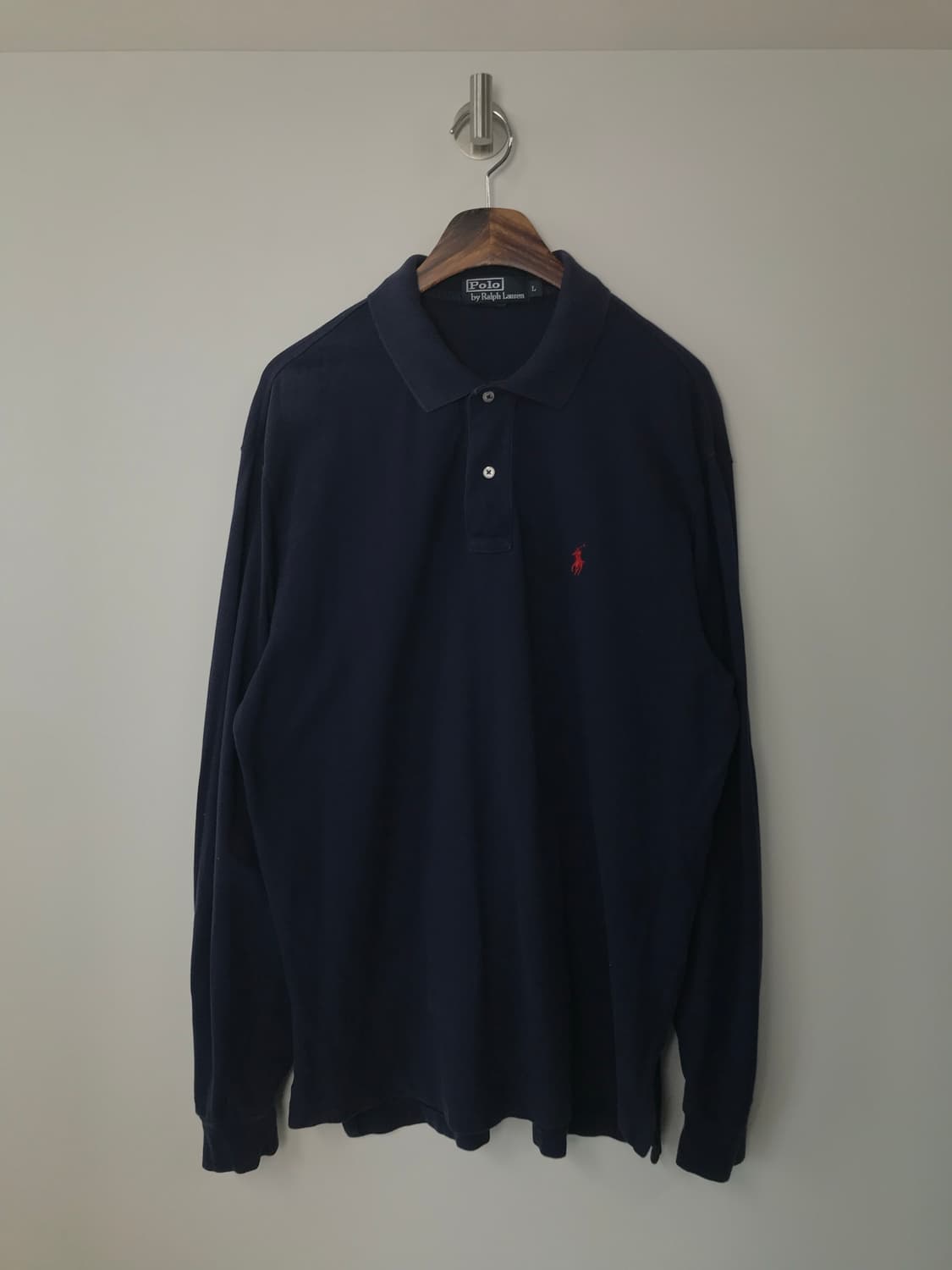 폴로 랄프로렌 자수로고 네이비 긴팔 카라티 상품이미지2
