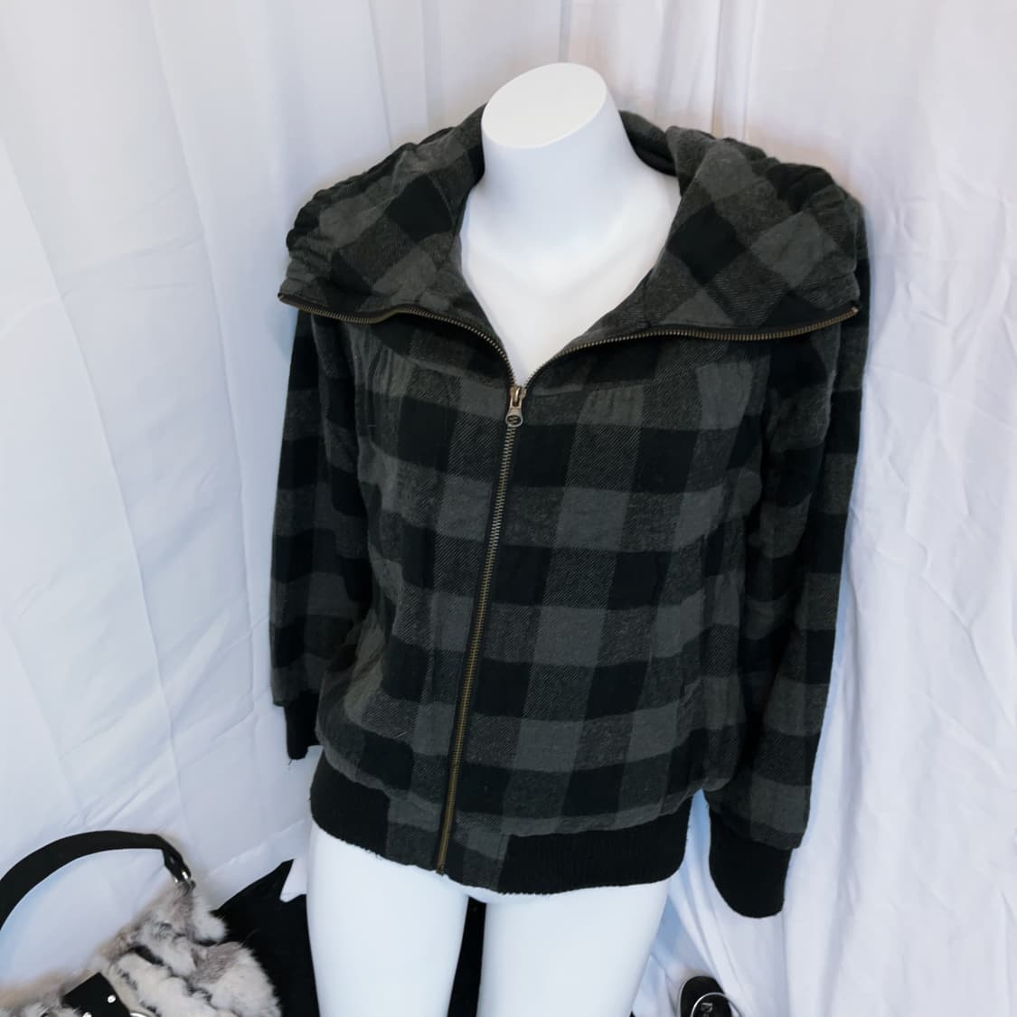 High-neck check jacket 상품이미지3
