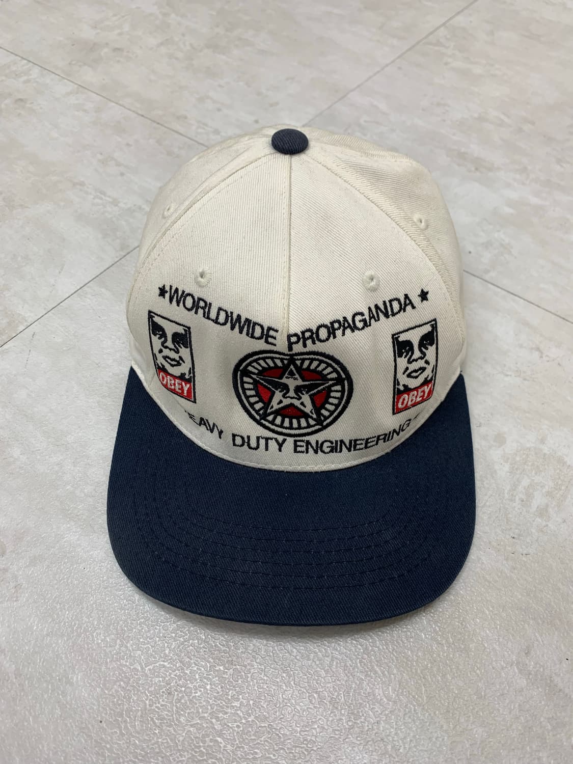 오베이 화이트 네이비 일자 볼캡 #294 상품이미지2