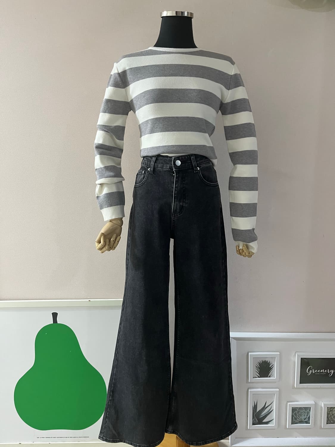 흑청세미부츠컷와이드기모데님(S) 상품이미지8