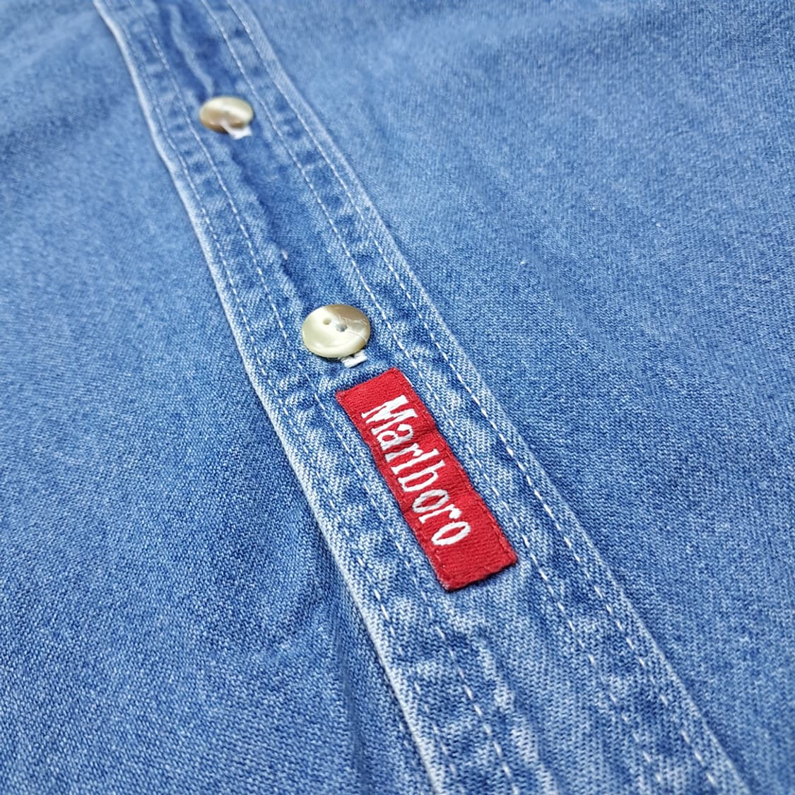 CL513 L 말보로 90s 미국판 코튼 미디엄워시 데님셔츠 남방 상품이미지5