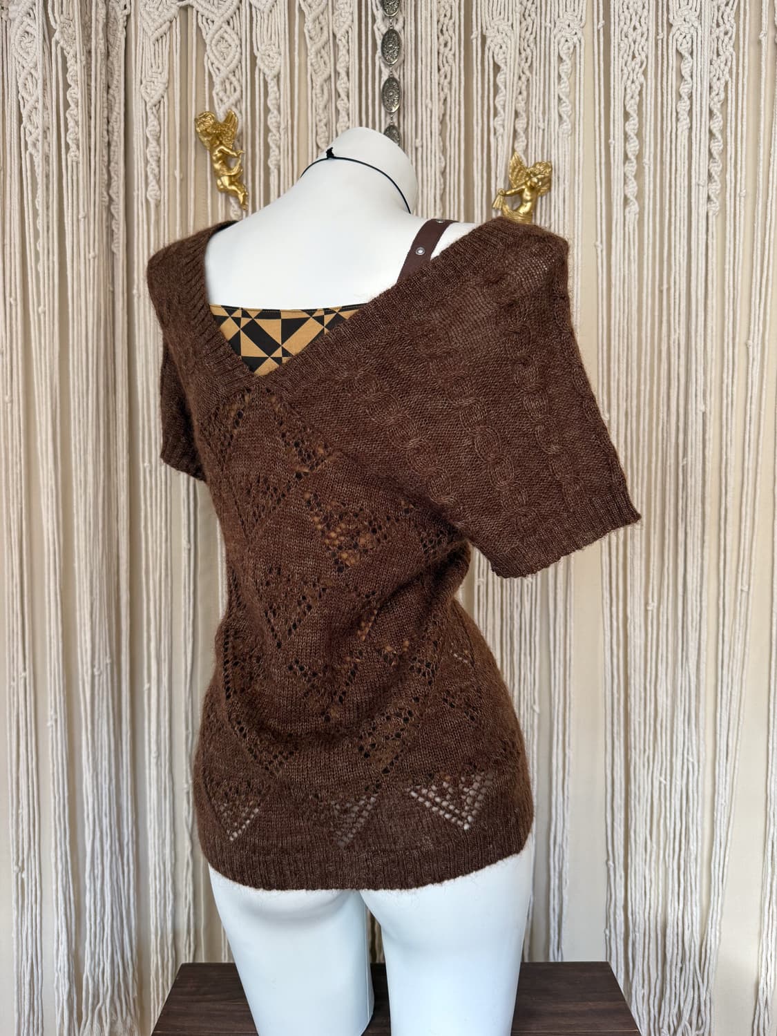 Cable Crochet V-Neck Knit 0024 상품이미지3