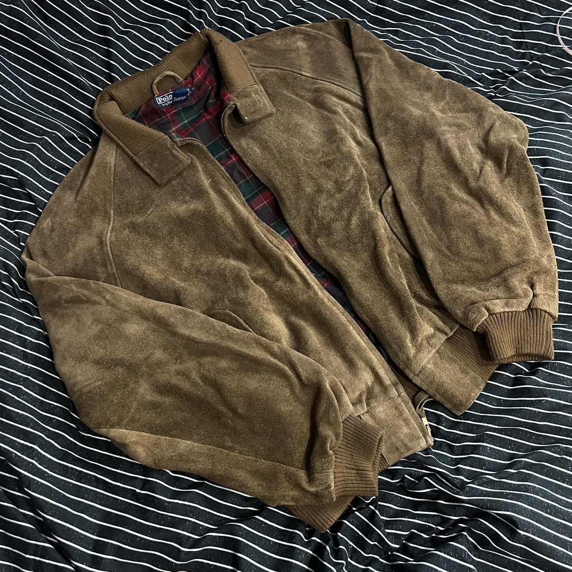 90s 폴로 스웨이드 헤링턴 자켓 XL 모카 베이지 상품이미지3