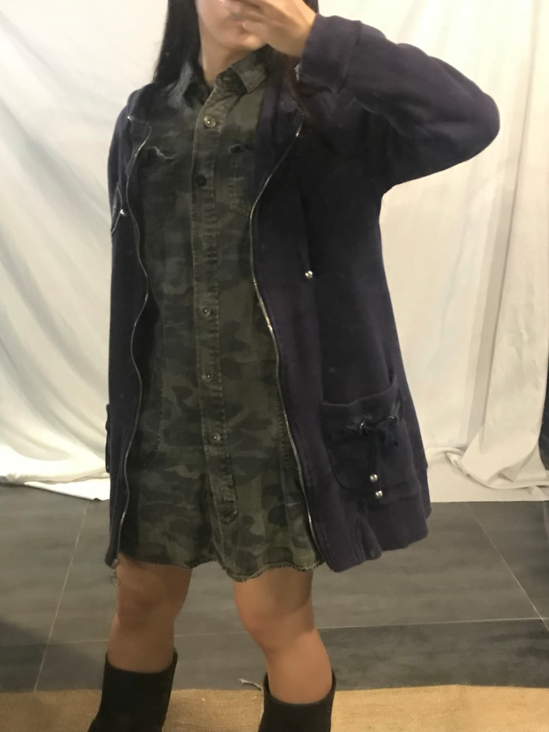 camo denim shirt dress 상품이미지5