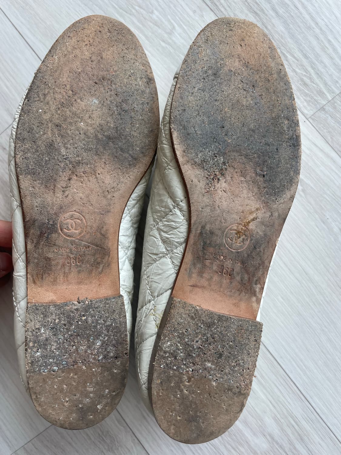 (정품)샤넬 퀼팅 발레리나 플랫슈즈 아이보리 36C 상품이미지7