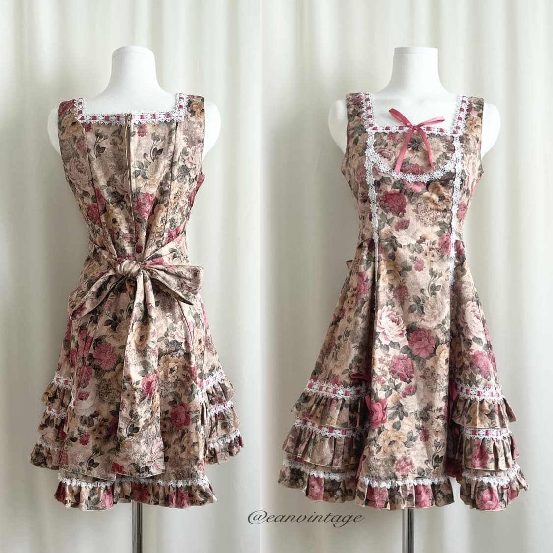 Bodyline red flower ribbon one-piece 상품이미지1