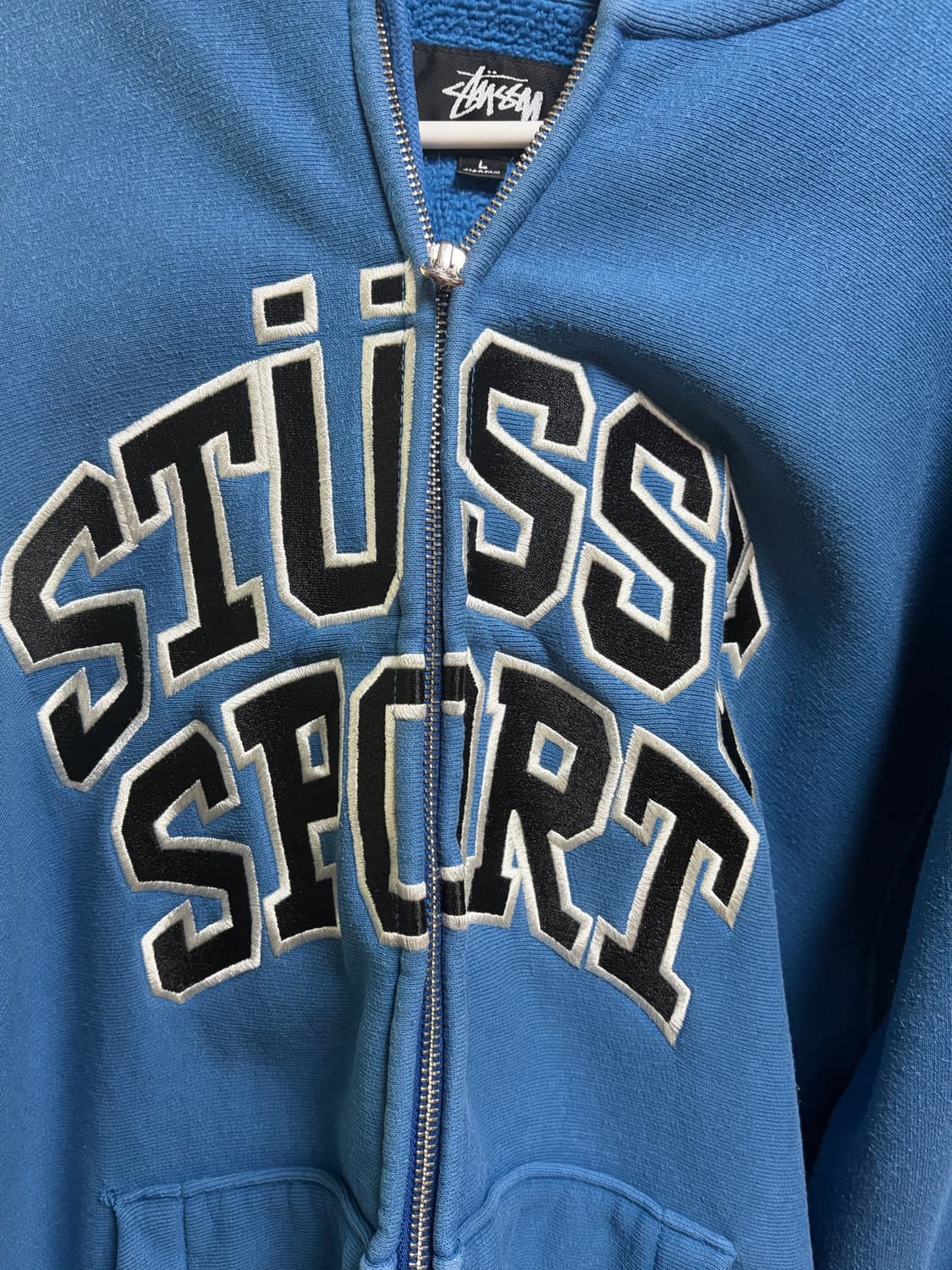 스투시 스포츠 후드집업 L 워시드 블루 상품이미지4