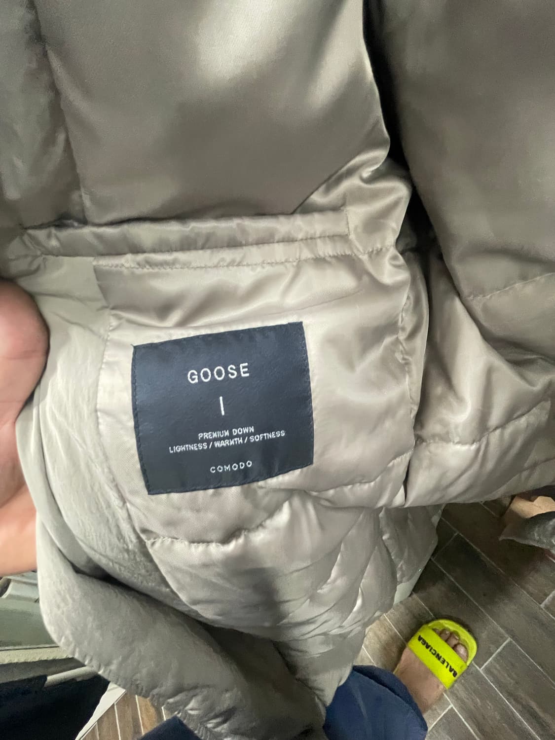 코모도 구스 베이지색 트렌치코드패딩 100 상품이미지2