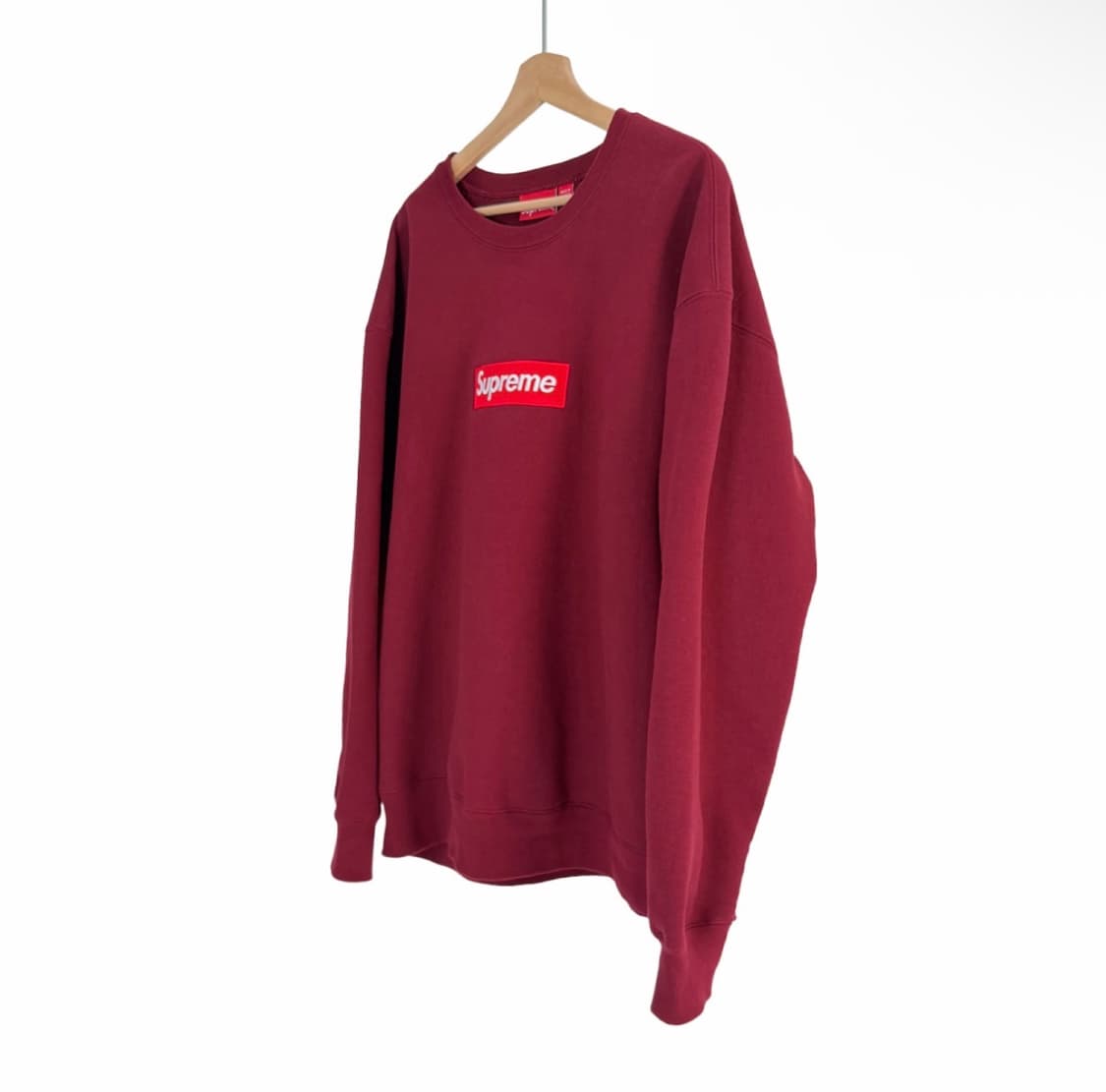 [XL] 슈프림 박스로고 크루넥 스웨트 셔츠 맨투맨 티셔츠 카디널 버건디 상품이미지2