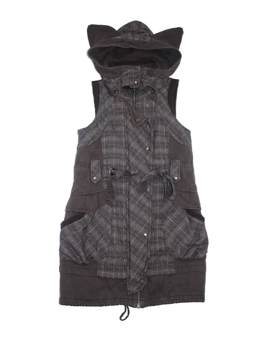 Cat-Ear check 2way grunge zipup onepiece 상품이미지2