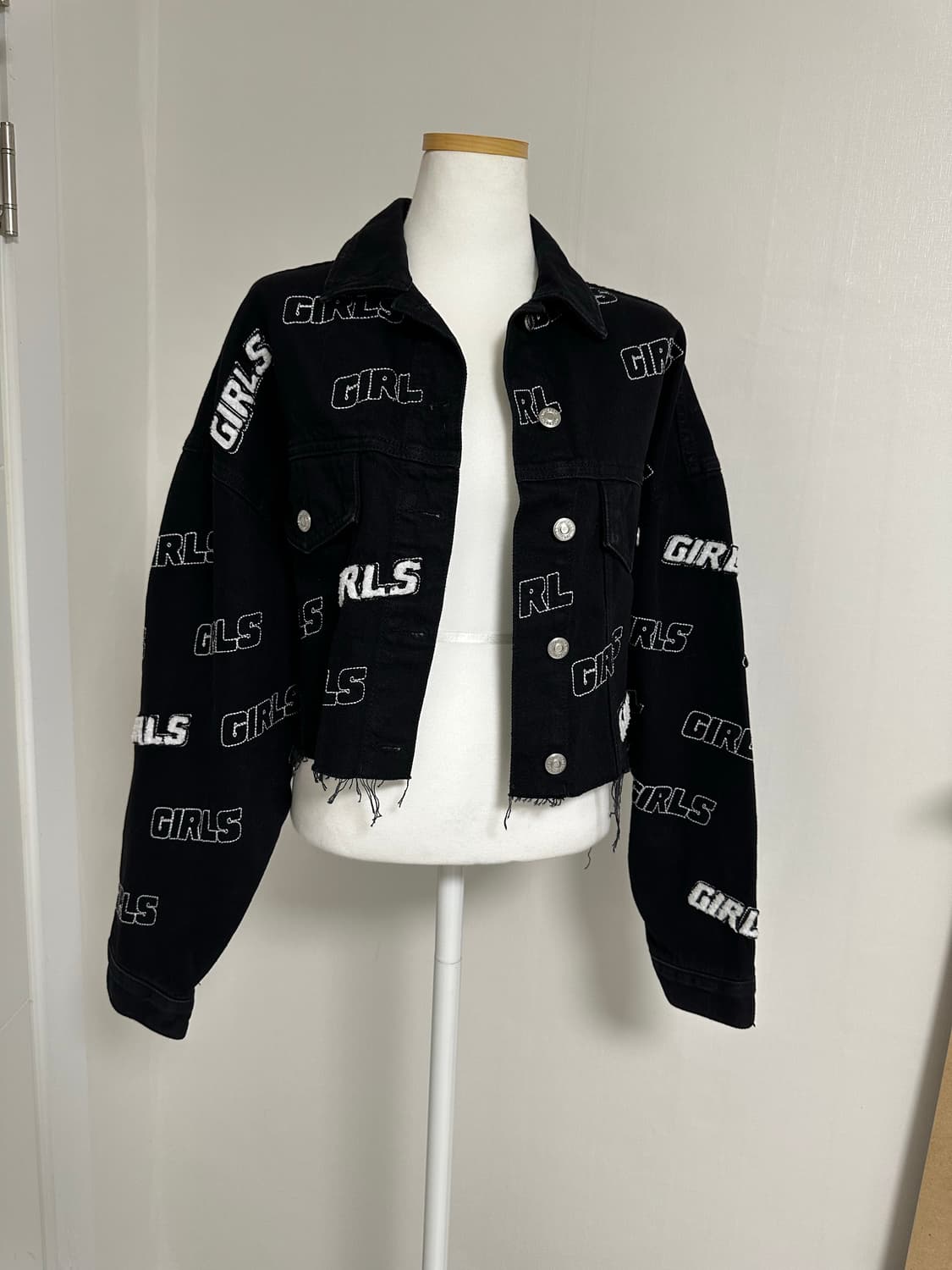 Topshop 걸스 패턴 블랙 데님 자켓 스커트 셋업 상품이미지3