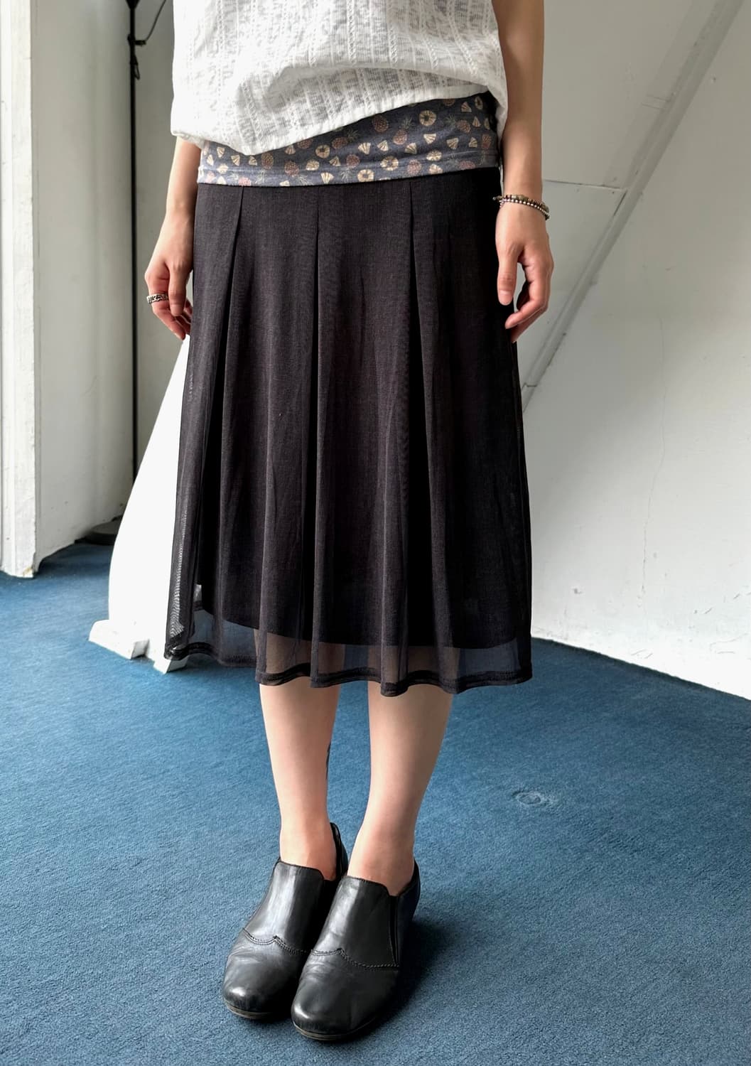 Sheer layer fabric banded loose skirt 상품이미지9