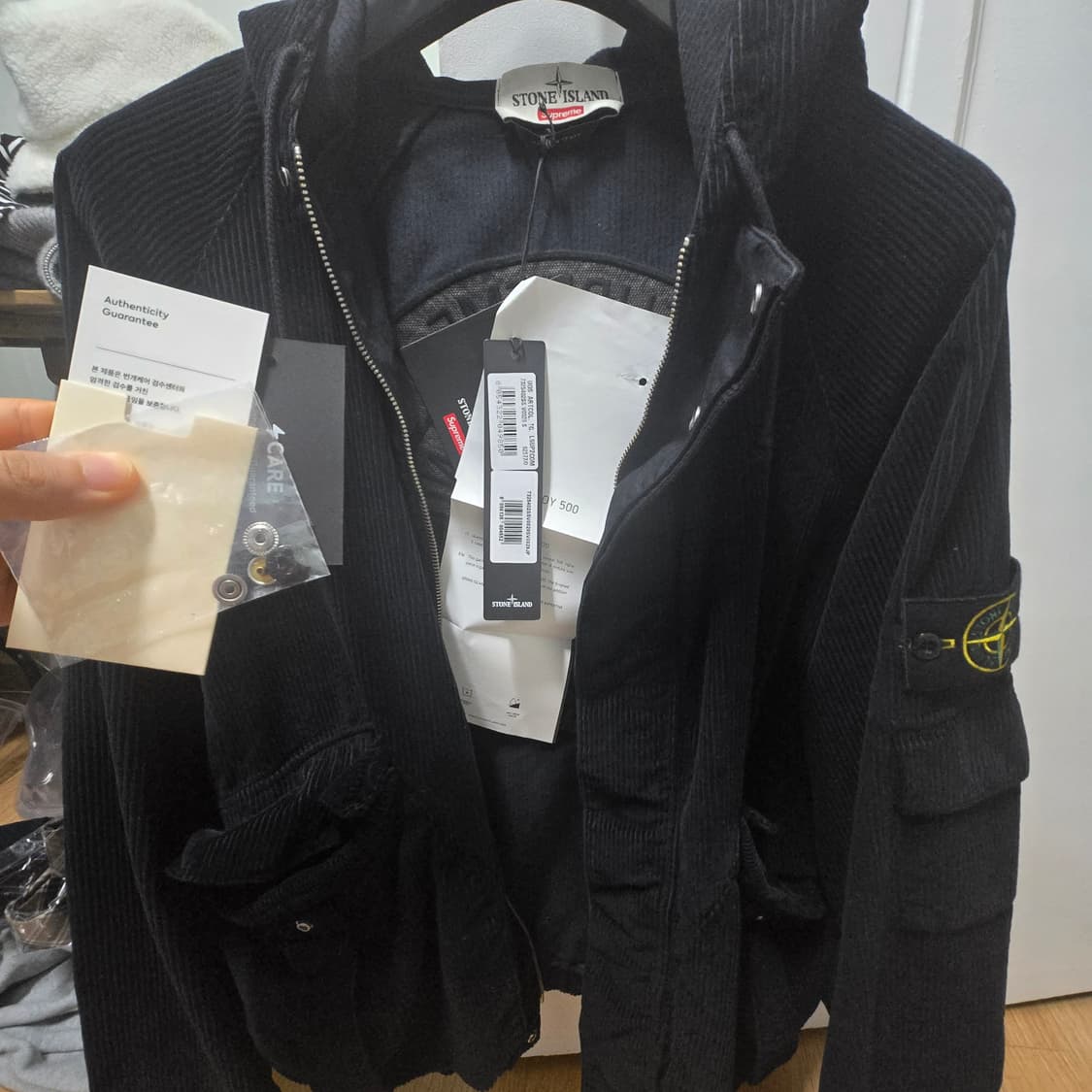 [정품/S] 20FW 슈프림 x 스톤아일랜드 코듀로이 자켓 네이비 상품이미지1