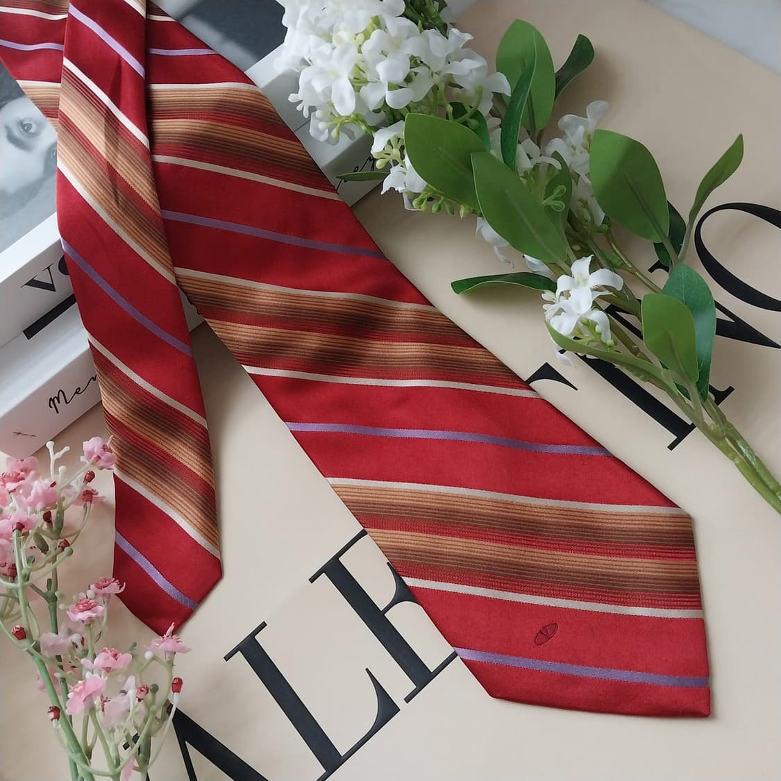 발렌티노 실크 레드 스트라이프 넥타이 9.6cm A등급 K1618
 상품이미지3