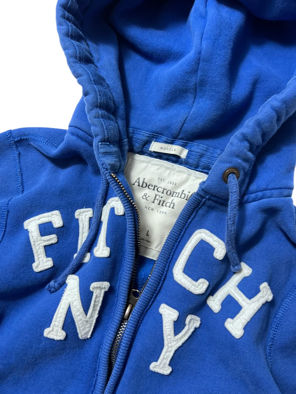 아베크롬비 피치 블루로고 후드집업 L 상품이미지2