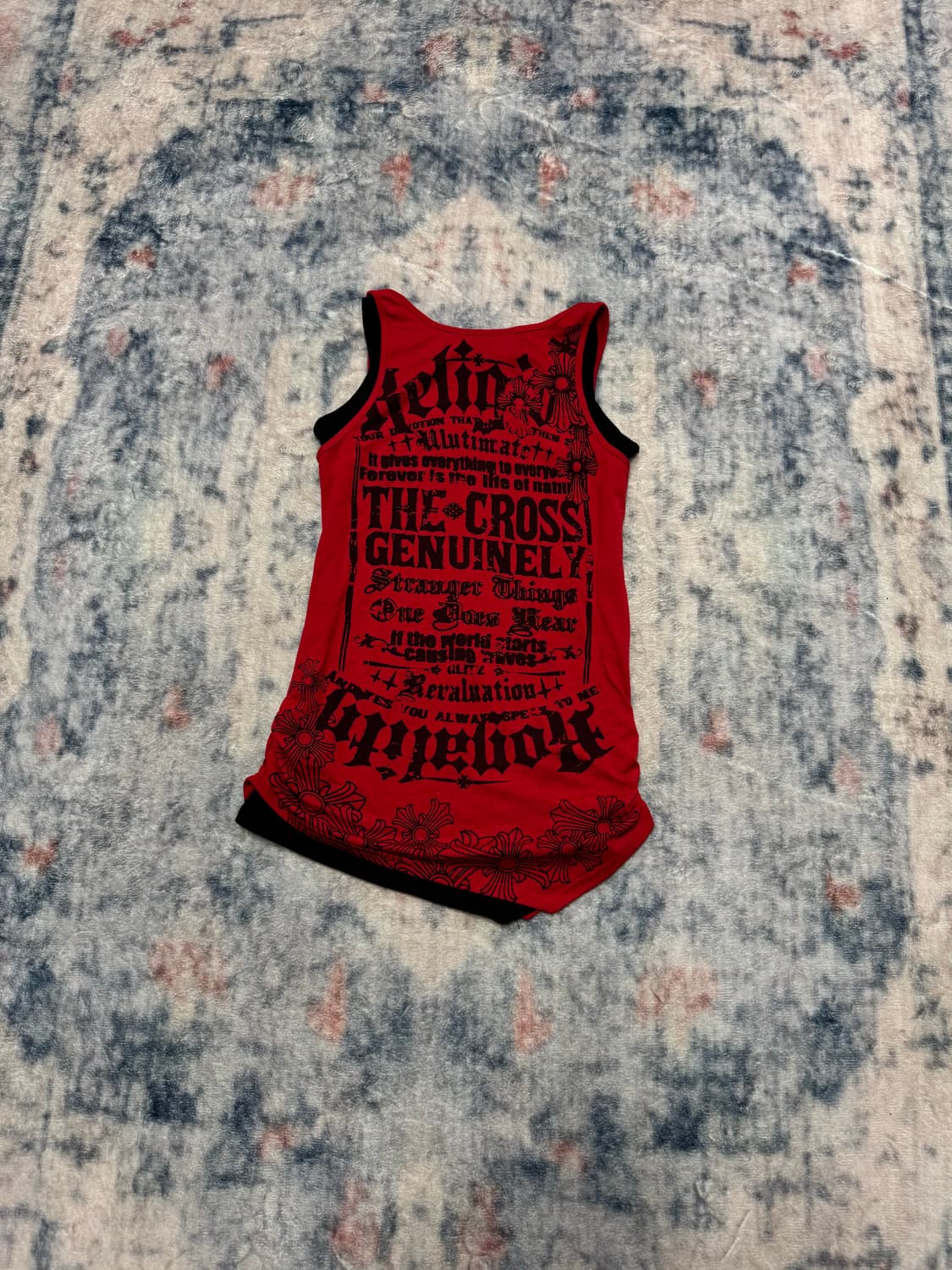 Rich or die gothic printing sleeveless 상품이미지1