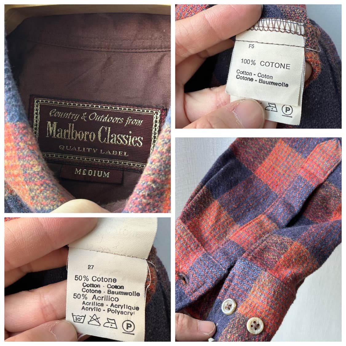 말보로 클래식 90s 빈티지 플란넬 체크 셔츠  상품이미지10