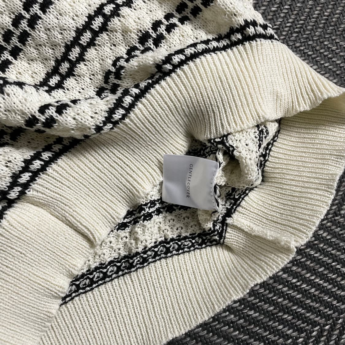 Gentlecover 스트라이프 패턴 오픈 카라 니트 반팔o 5044 상품이미지5